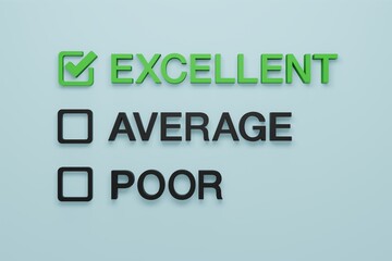 Excellent, Average, Poor - credit score checklist, performance review, customer service