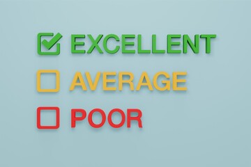 Excellent, Average, Poor - credit score checklist, performance review, customer service