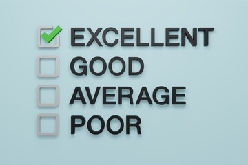 Excellent, Good, Average, Poor - credit score checklist, performance review, customer service