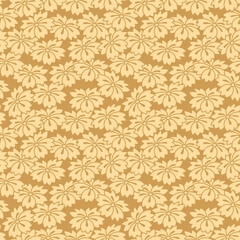 Japanese Gold Flower Fall Vector Seamless Pattern