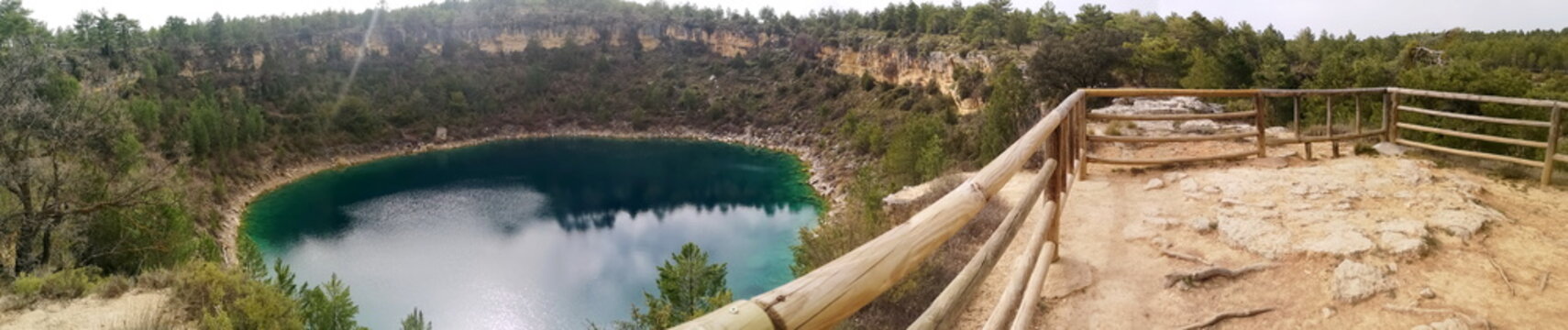 panoramic photograph of the geological streams with water, called lagunas, in the province of Cuenca, Castilla La Mancha, Spain,