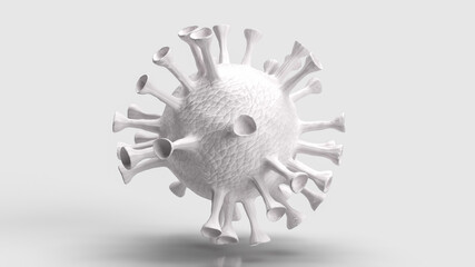 The white virus on white background for medical or sci concept 3d rendering