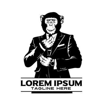 Chimpanzees wear suits, suitable for brand logos and tshirt designs