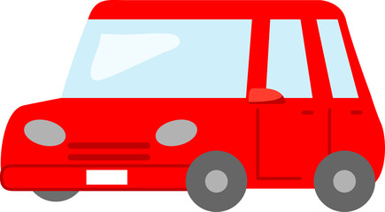 イラスト素材: 赤い色の乗用車　乗り物　
