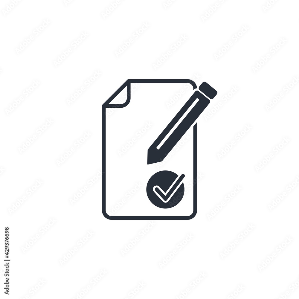 Poster new document. checkout of the application. draw up documents. vector icon isolated on white backgrou