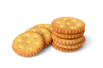 Salt crackers isolated on white background.