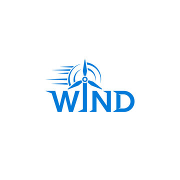 Wind energy lettering. Business logo design.