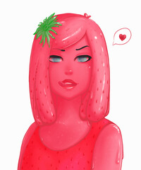 Slime strawberry girl on isolation background