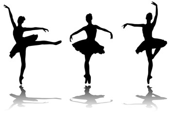 elegant ballerinas silhouettes - vector - obrazy, fototapety, plakaty