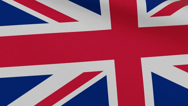 Close-up of the waving flag of the United Kingdom, Union Jack pattern