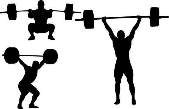 weightlifting silhouettes - vector