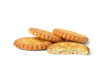 Salt crackers isolated on white background.