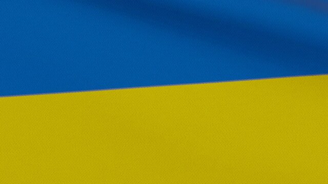 Flag of Ukraine waving in the wind with blue and yellow horizontal stripes