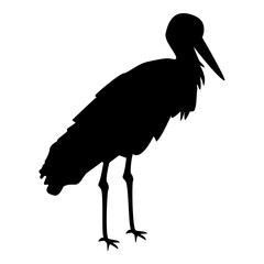 Silhouette stork bird standing crane heron black color vector illustration flat style image
