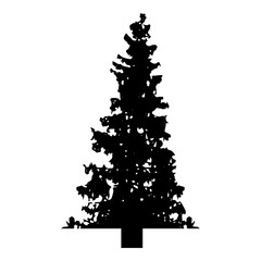 Silhouette fir tree christmas coniferous spruce pine forest evergreen woods conifer black color vector illustration flat style image