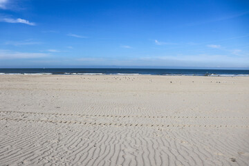 Empty beach. Sand beach without people. Seascape.