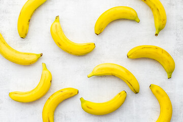 Fruit pattern with bananas. Top view. Flat lay