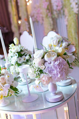 Roses on wedding table, decoration