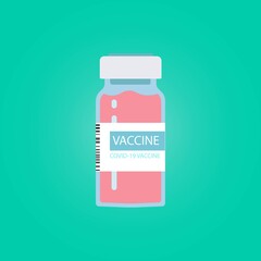 Medical vaccine, vial or ampoule icon in color. Vaccine against coronavirus healthcare symbol. Bottle containing drug for COVID-19. Illustration for: design, app, logo, web, dev, ui, ux. Vector EPS 10