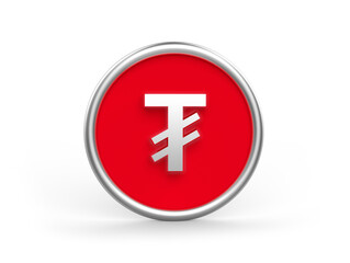 Fototapeta premium 3D illustration of MNT tugrik coin symbol. Finance investment concept. Exchange Mongolian currency Money banking illustration. Business income earnings.