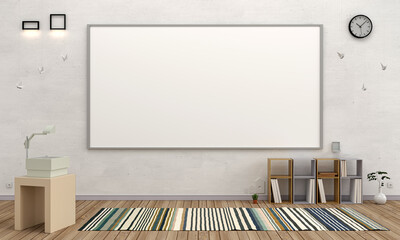 Classroom with large whiteboard, 3D rendering - obrazy, fototapety, plakaty