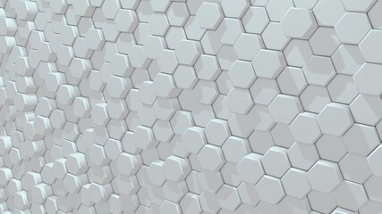 White hexagon technology background. Abstract surface design. 3D rendering