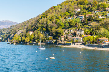 Fototapeta premium The Colmegna coast with its beach and its villas