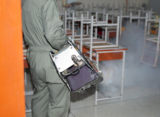 Fogging to eliminate mosquito in the room for preventing the spread of dengue fever