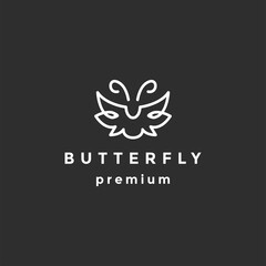 Butterfly Logo geometric design abstract vector template Linear style icon On black background