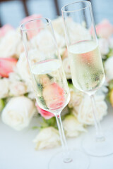 Champagne and flowers