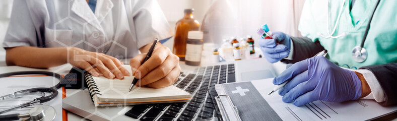 Concept fight against virus covid-19 corona virus, doctor or scientist in laboratory holding a syringe with liquid vaccines for children or older adults,Concept:diseases,medical care,science.