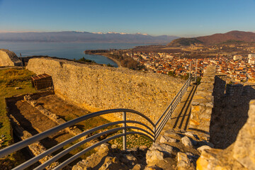 OHRID, NORTH MACEDONIA: The Old Fortress of King Samuel or Samuel's Stronghold in Ohrid, a UNESCO...
