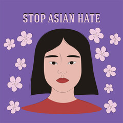 stop asian hate, concept card quote, poster, art, people, girl, flowers