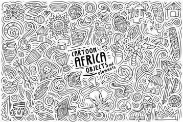 Cartoon set of Africa theme items, objects and symbols