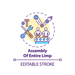 Entire limb assembly concept icon. Artificial limb manufacturing step idea thin line illustration. Biocompatible prostheses development. Vector isolated outline RGB color drawing. Editable stroke