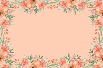 floral frame with orange background floral frame for greeting card 