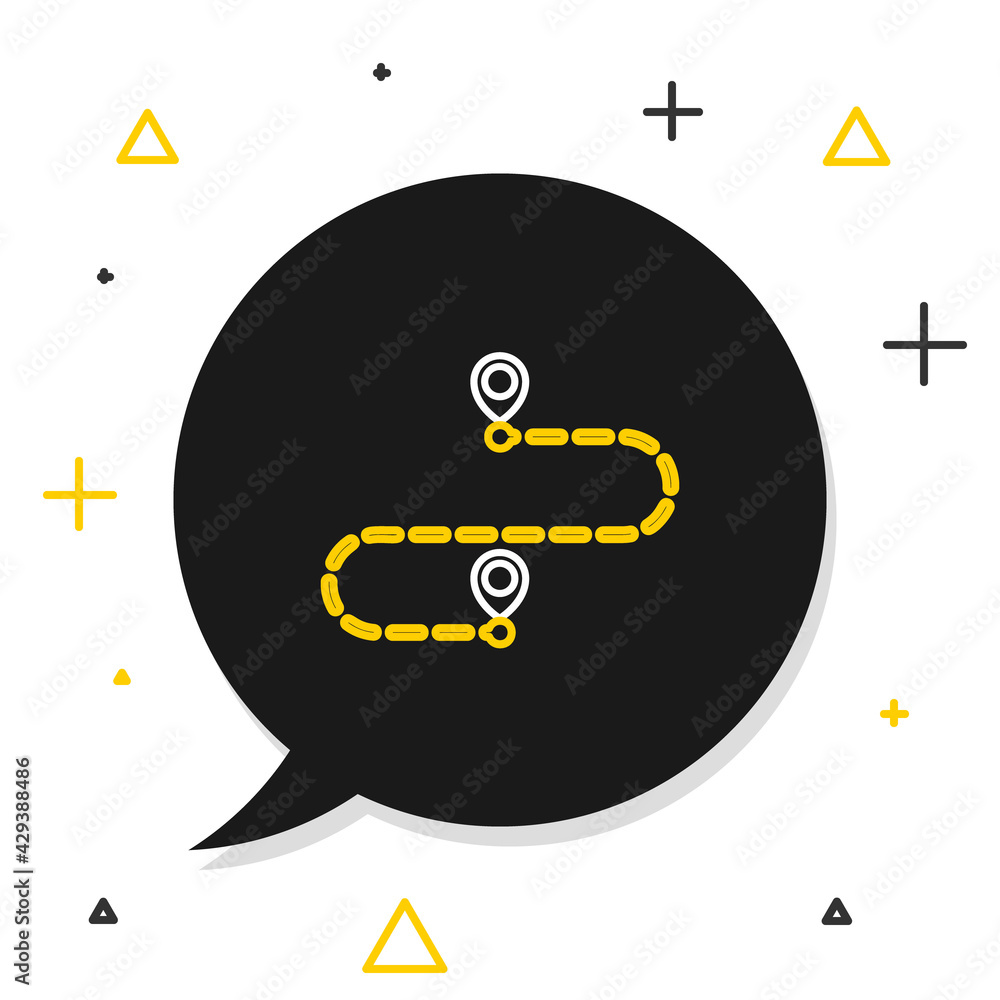 Poster line route location icon isolated on white background. map pointer sign. concept of path or road. gp