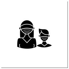 Senior glyph icon. Professor protection. Second-year student and freshman. Training, studying. Professional development.Filled flat sign. Isolated silhouette vector illustration