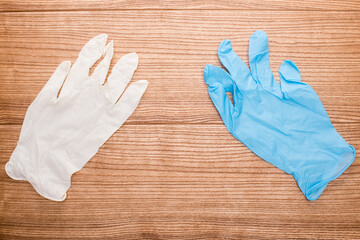 Medical disposable rubber gloves. Protective items. Hand protection.