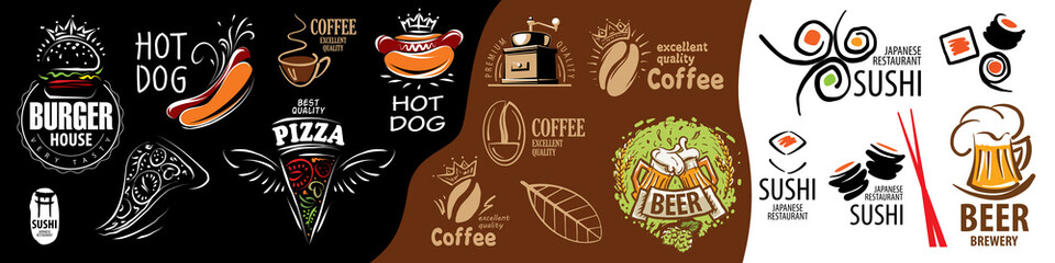 Vector set of drawn signs of fast food