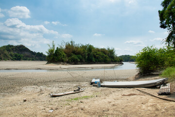 Drought lake in Guantian, Tainan, Taiwan. Lack of water concept.