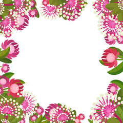 cartoon scene floral frame colorful flowers illustration