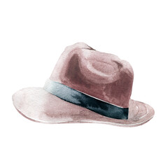 A set of watercolor illustrations with various things and accessories for men's wardrobe
