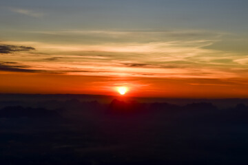 Loei Province Thailand sunset at Phu Kradueng National Park. Is one of the attractions of the most...