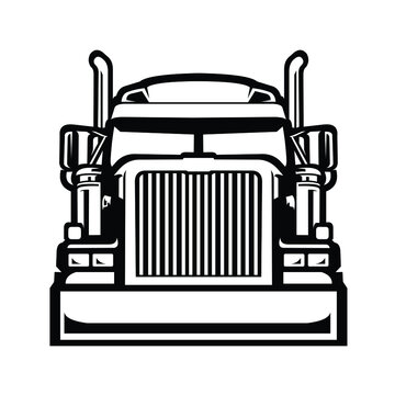 Semi truck vector front view isolated. 18 wheeler vector