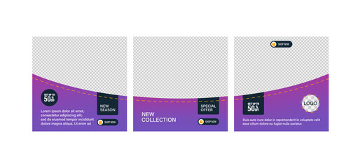 Set of sale banner template design. Vector illustration.