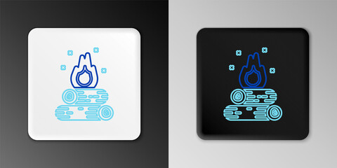 Line Campfire icon isolated on grey background. Burning bonfire with wood. Colorful outline concept. Vector