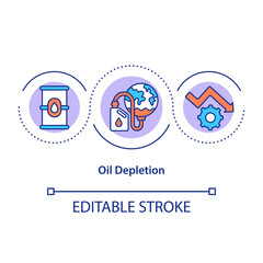 Oil depletion concept icon. Decreasing fuel creation to save planet. Consumption of earth resourses idea thin line illustration. Vector isolated outline RGB color drawing. Editable stroke