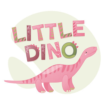 Cute dinosaur cartoon vector illustration. Kids Design for print, poster, invitation, t-shirt and badges.