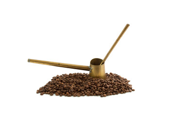 Roasted brown coffee beans, can be used as a background and texture